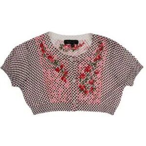 Twin-Set Red Floral Embroidered Crop Top